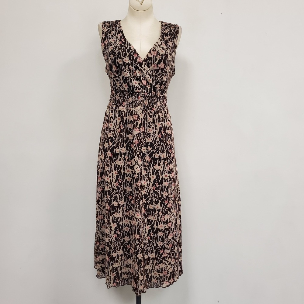 Vintage Nine & Co Womens Y2K Micro Mesh 90S Midi Dress Size M Floral Sleeveless